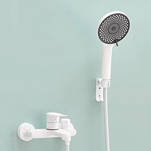 Robinet de baignoire avec douche anti-calcaire en laiton blanc pour une installation durable