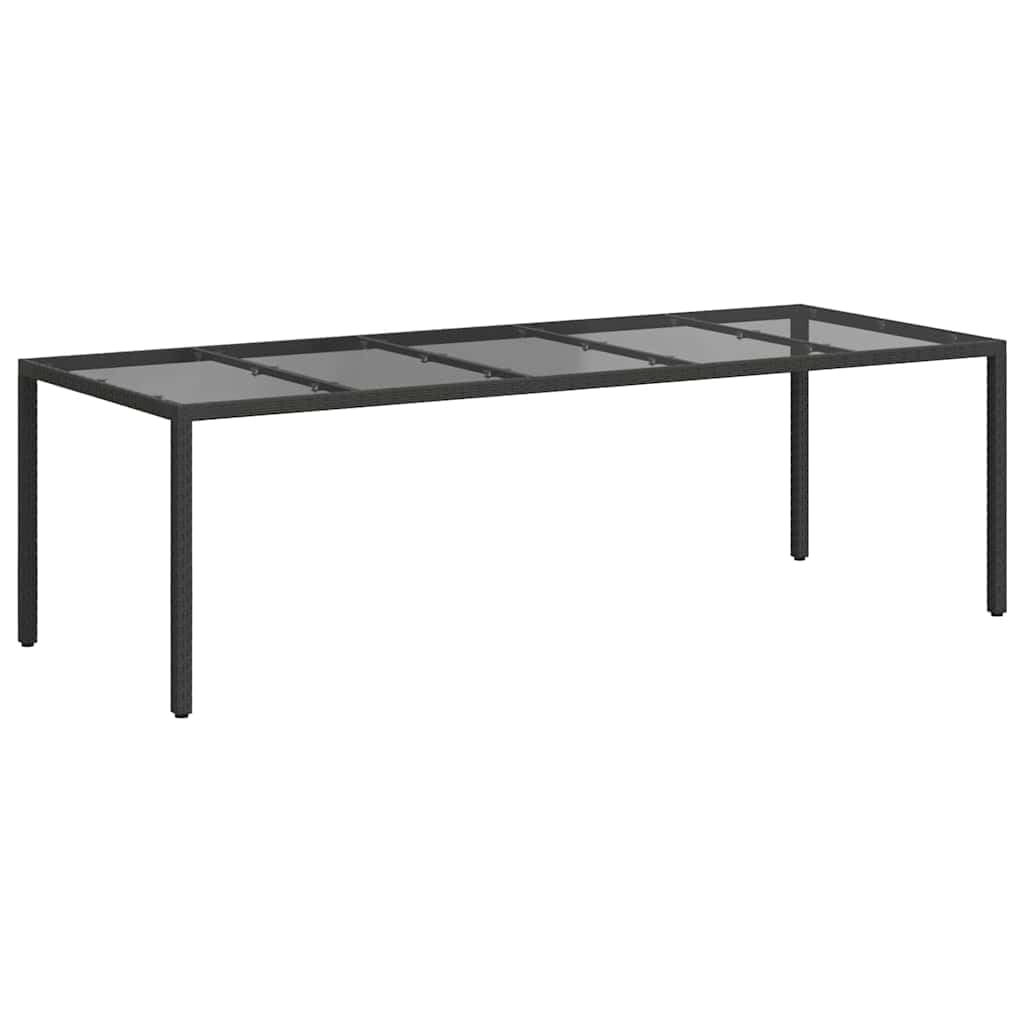 Tavolo da giardino Pur nero, 250 x 100 x 75 cm, in polyrattan, resistente alle intemperie, per esterni, in metallo, stabile, per terrazza, balcone, veranda, ideale per barbecue, picnic e feste