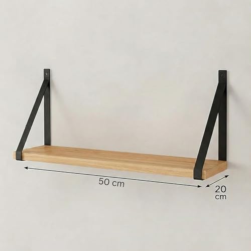 Image of Amazon Brand - Solimo Bookshelf for Wall with Metal Brackets | Home Decorative Wall Shelf | Wall Hanging Shelf for Books, Living Room, Bedroom (Design 1)
