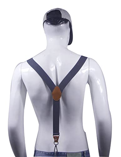 Image of Mens Suspenders with 3 Swivel Hooks Belt Loops 1.4 Inch Wide Heavy Duty Adjustable Braces