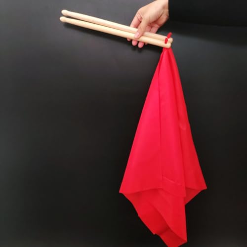 Baquetas de madera para percusión Beaupretty con cinta de seda roja de 37 x 37 cm, par de baquetas de 25 cm para tambor de cintura, accesorios para actuaciones tradicionales de león y tambores militares miniatura 7