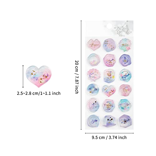 Alkalo Transparent Gradient Wax Seal Stickers 108 Pcs Self- Adhesive Wax Seals Decorative Stamp Stickers Envelope Stickers Clear Crystal For Wedding Invitation Envelopes Craft Scrapbook Decoration #TOP4