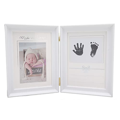 Natudeco Baby Print Photo Frame Newborn Baby Frame Plastic Baby Memory Picture Frame Kit with Ink Baby Shower Foot and Hand Print for Girls Boys