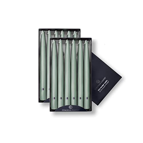 Image of Colonial Candle Unscented Taper Candle, Handipt Collection, Colonial Classic Green, 10 in, Pack of 12 - Up to 8 Hours Burn