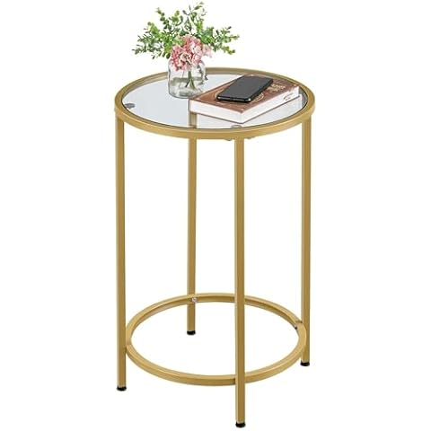Yaheetech Table d’Appoint Ronde Jaune Moutarde Cover