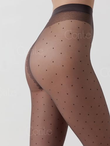 Image of Conte Tights with Polka Dot Pattern Sheer Pantyhose Dots 20 Den