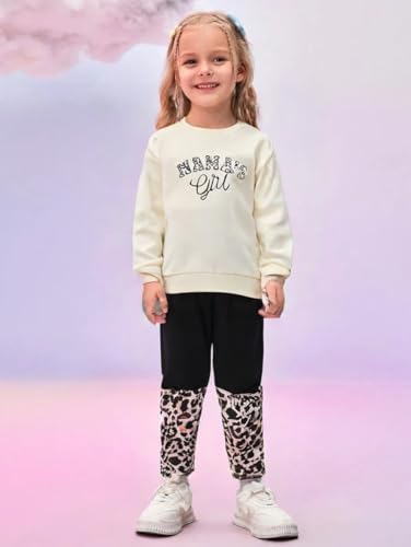 Image of OLMRJKD Kids Toddler Girls Clothes Figure Graphic Drop Shoulder Top Pullover Spotted Print Pants Fall Winter Outfit Set