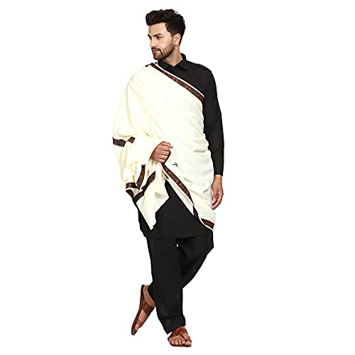 Image of SWI WITH LABEL Men's Kashmiri Embroidered Wool Shawl
