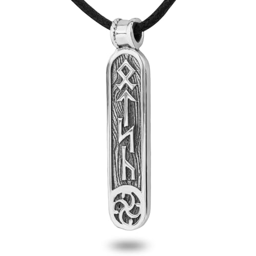 Viking Rune Formula Pendant Necklace for Men Women - 925 Sterling Silver - Norse Nordic Celtic Jewelry - Runes Protection Amulet - Matching Necklaces for Couples - Handmade