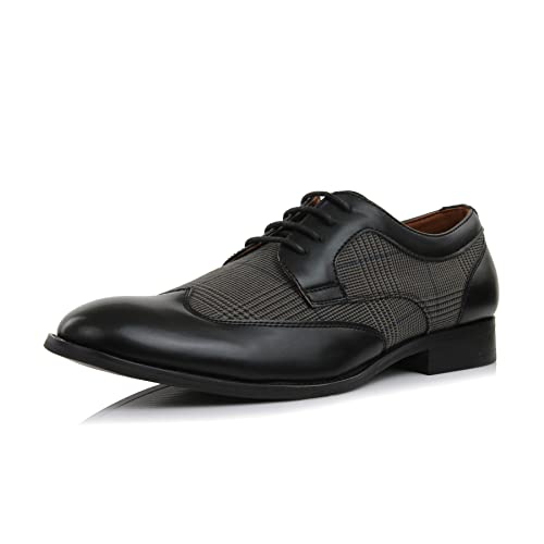 Image of Ferro Aldo Men's Wingtip Oxford Dress Shoes | Classic Brogue & Two-Tone Spectator Styles | Formal Wedding Business Party Shoe