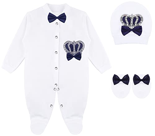 Image of Lilax Baby Boy Newborn Crown Jewels Layette 3 Piece Gift Set
