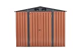JAORD 8 x 6 FT Storage Shed, Outdoor Galvanized Steel Shed, Outside Garden Tool Storage House with L