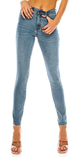 Double Denim January 5th Women's Skinny Jeans Casual Elastic Waistband Slim Fit Stretch Washed Denim Pants