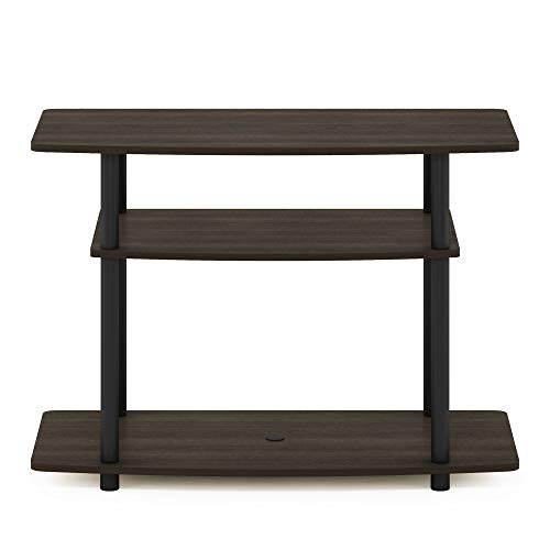 Image of Furinno Turn-N-Tube No Tools 3-Tier Entertainment Center TV Stand for TV up to 32 Inch, Plastic Round Tubes, Dark Brown /Black