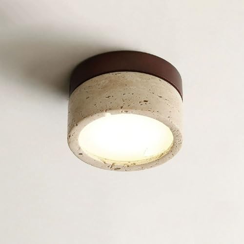 LLXDFUU Lámpara de travertino para entradas y dormitorios, montaje empotrado de piedra natural moderna, Wabi Sabi