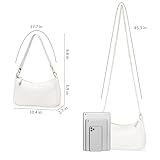 WantGor Clutch Tote Handtaschen, Umhängetasche für Frauen Crossbody Taschen Mini Hobo Bag Retro Vegan Leder Trendy Handtasche (Weiß)