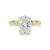 YDD 1-3 CT Center Moissanite Engagement Rings for Women, 9ct/14ct/18ct Solid Gold Round/Oval/Pear/Princess/Cushion/Marquise/Emerald/Radiant Cut Wedding Anniversary Band for Her Wife (Oval Cut)
