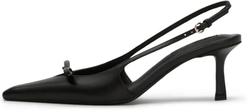Image of MAVMAX Slingback Heels for Women Kitten Heels with Bow Pointed Close Toe Pumps Dress Party Heeled Sexy Wedding Shoes