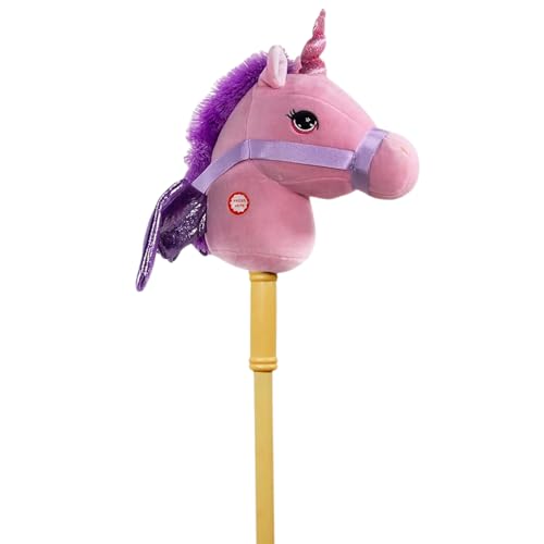 Ponyland: Music Stick Animal – Pink Unicorn – Music Button, Sturdy Two-Piece Stick W/Colorful Soft Plush Animal Head, Pretend Play Toy, Kids Ages 3+