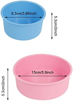 hugttt 4Pcs Silicone Cake Mould Round Cake Pan Set Non-Stick Baking Molds Bakeware Tray for Birthday Party Wedding Anniversary, 4 Inch and 6 Inch