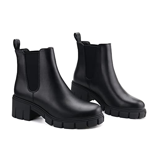 Image of starmerx Women's Platform Chelsea Ankle Boots Chunky Heel