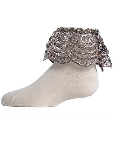 Image of MeMoi Metallic Scalloped Cotton Blend Anklet Socks