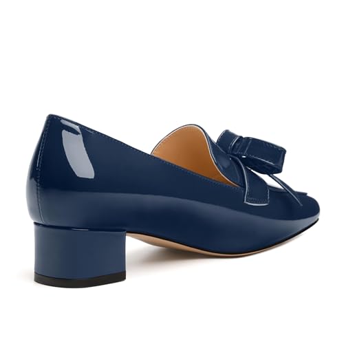 Image of Womens Loafer with Heel, Comfortable Chunky Heels for Women, Loafers Shoes with Bowknot Womens Bunion Dress Shoes