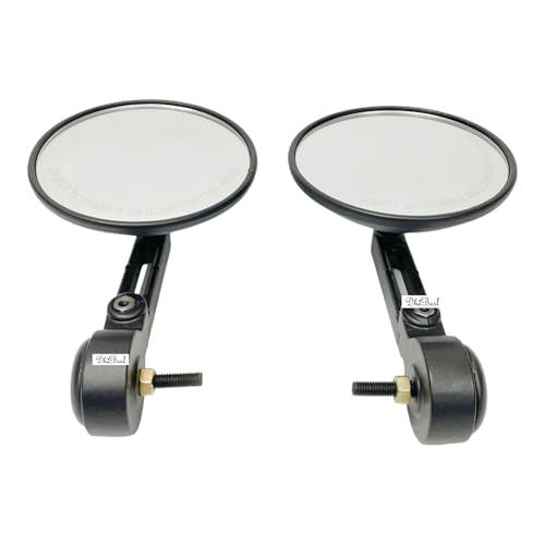Image of Dhe Best Bike Motorcycle Anti Glare Handlebar Bar End Mirrors Rear view Round Mirror Foldable and Adjustable Mirror Set of 2 Black Suitable For Jawa Forty Two,42 Bobber,Yezdi&Perak