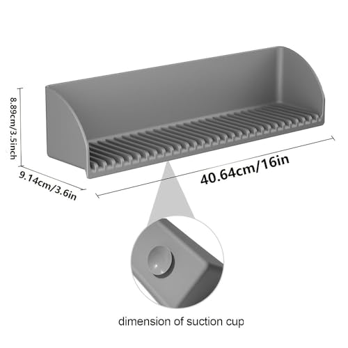 Image of HASTHIP Sink Splash Guard in Kitchen, Silicone Sink Splash Guard for Bathtub, Suction Cup L-Shape Bathtub Arm Rest Water Stopper, Grooved Surface Design, 16x3.6x3.5 in