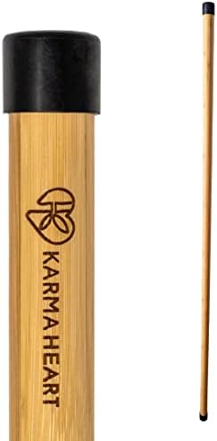 Karma Heart Yoga Stick Natural Bamboo 5ft Mobility Stick for Fitness and Physical Rehabilitation - Workout Stick, Posture Corrector Stick and Exercise Stick for Stretching - Durable Stretching Stick