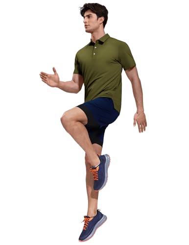 Image of MIER Polo Shirts for Men Short Sleeve Dry Fit Performance Golf Tennis Active Collared Shirts, UPF 50+ Sun Protection