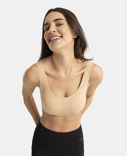 Image of Jockey 1840 Women Wirefree Padded Microfiber Elastane Full Coverage Bonded Tech Lounge Bra