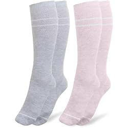 Kindred Bravely Compression Socks 2-Pack | Graduated Compression Socks for Circulation Pregnancy Travel (Pink & Grey Heather, Small)