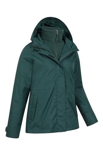 Mountain Warehouse Fell Womens 3 in 1 Jacket -Water Resistant Rain Jacket, Adjustable Hood Ladies Triclimate Jacket, Packable Hood - Ideal Womens Coat for Walking Dark Green Women's Size 12 - Image 4