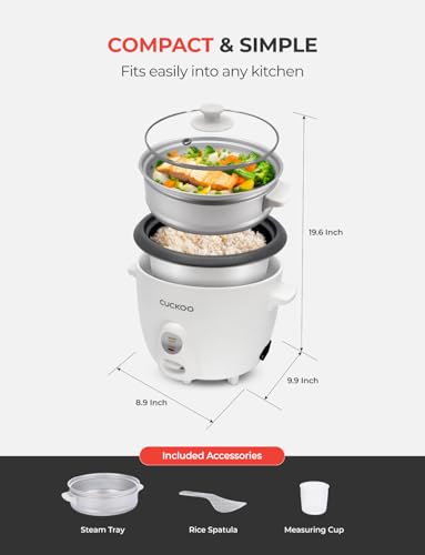 CUCKOO One Touch Rice Cooker 12-Cup Cooked, Small Rice Cooker & Warmer with Steamer Tray, Versatile Grain Cooker, Soup Maker, Auto Keep Warm, 6-Cup Uncooked, White (CR-0601C) #2