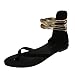 sandali donna piatti comodi moda estivi sandali donna tanga piatti stile romano anello caviglia leggero casual, Nero , 40 EU