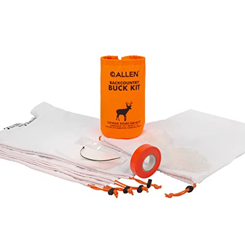 Allen Company Backcountry Buck Kit de 4 quarts de sacs, 1 sac à viande, gants, fermeture éclair, ruban signalisant, drap de protection et pochette de rangement orange Blaze Orange/blanc Cover