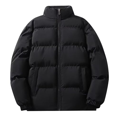 Genérico Chaqueta De Pluma Hombre, Chaqueta Impermeable Hombres, Sin Capucha con Cremallera Espesamiento Talla Grande Chaqueta Plumas Color Sólido Casual Cómodo Abrigo Adecuado para Uso Diario