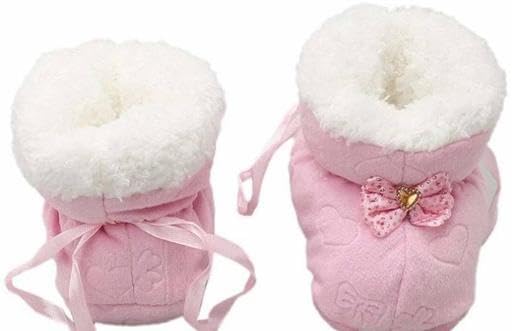 New Born Baby Booties Fancy Socks Cum Shoes with Fur Design for Winter and All Seasons Unisex Booties (Toe to Heel Length - 12 cm, Baby Pink) Pack of 1-picture-23