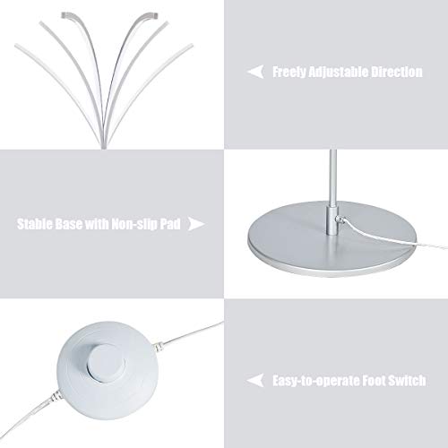 Tangkula Led Arc Floor Lamp, Curved Contemporary Minimalist Standing Lamp With 3 Brightness Levels, Modern Dimmable Adjustable Tall Reading Light, 3000K Warm White, Pole Lamp For Living Room Bedroom #TOP6