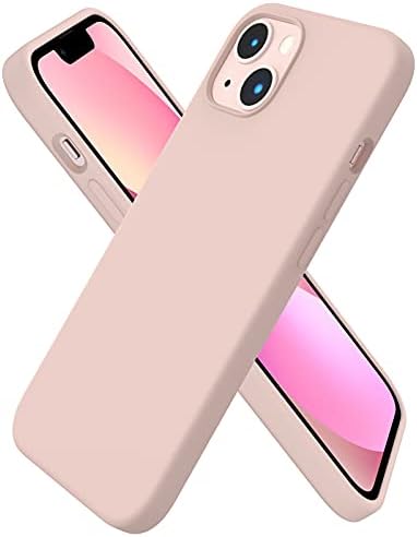 ORNARTO Compatible with iPhone 13 Case 6.1, Slim Liquid Silicone 3 Layers Full Covered Soft Gel Rubber Case Cover 6.1 inch-Chalk pink