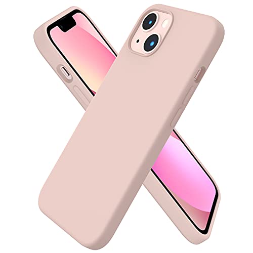 Image of ORNARTO Compatible with iPhone 2021 Case 6.1A inch,Liquid Silicone Gel Rubber Phone Case,Slim and Soft 3 Layers Full Covered Soft Gel Rubber with Microfiber Case Cover-Solid Pink
