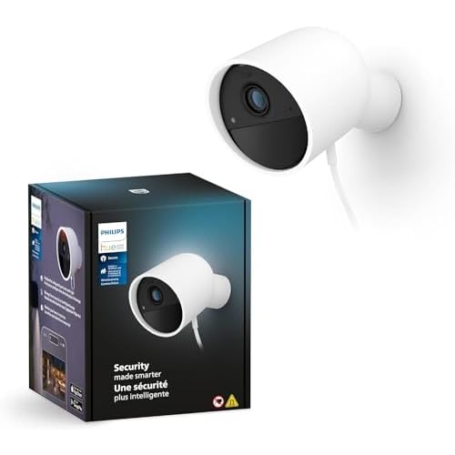 Philips Hue Secure, Caméra HD 1080P filaire, utilisation intérieure ou extérieure, contrôle avec une seule application, Blanc