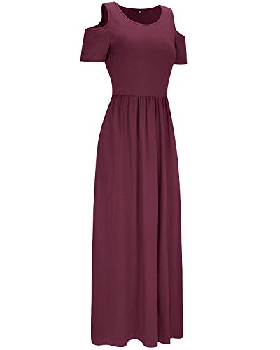 STYLEWORD Robe Longue pour Femme Ete Manches Courtes élégante Floral Robes Maxi avec Poches, L – vue 4