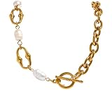 YDYDTTKD Collar de Cadena de Media Perla Natural Elegante de Plata de Ley 925 para Mujeres y Hombres, Conjuntos de Pulseras, Collar de Agua Dulce, Inicial