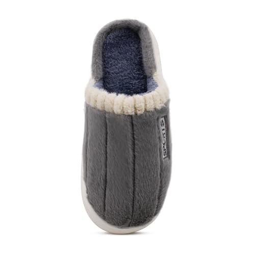 Image of VRITRAZ Men's Plush Winter Slippers | Soft Furry Lined Indoor Slides | Warm Comfortable Anti-Slip Home Footwear