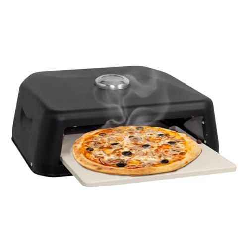ADEPTNA BBQ Grill Top Pizza Oven with Thermometer - Portable Waterproof Multifunctional Pizza Maker for Picnics & Camping - Charcoal & Gas Barbecue Grills
