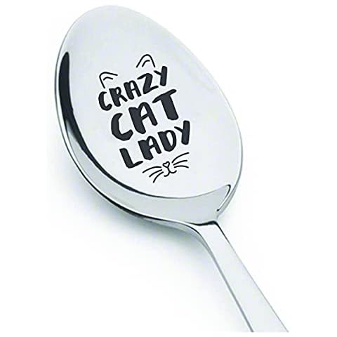 Cat Lover Pet Lover Engraved Spoon Gift For Women | Crazy Cat Lady Engraved Spoon Mother's Day Gift , Mom Sister Grandma , Kids Gift For Christmas , Birthday | Rescue Mom Pet Lover Gift - 7 Inch Cover