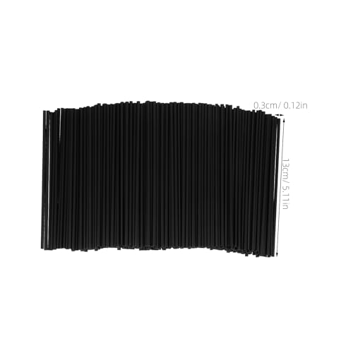 VILLCASE 1000pcs Pitillos plásticos negros rectos 13 cm miniatura 2