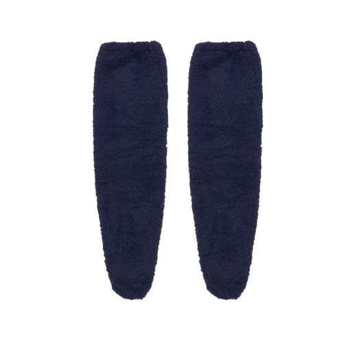 Thigh High Fuzzy Socks for Women Over The Knee High Winter Long Slipper Stockings Cozy Home Sleeping Plush Socks Navy